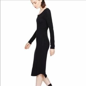 Aritzia Wilfred Free Dark Grey Stretch Bodycon Midi Long Sleeve Dress Size Small